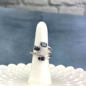 2 for $30 NWT Gorgeous Watermelon Aurora Borealis Rhinestone Fashion Ring Size 6
